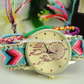 2015 New design handmade wooven fabric gift watch